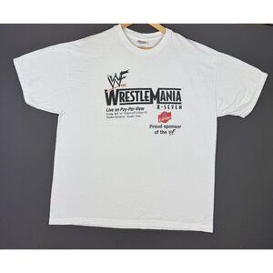 Vintage Y2K WWF Wrestlemania Wrestling Hanes White Shirt Pay Per View Promo Rare